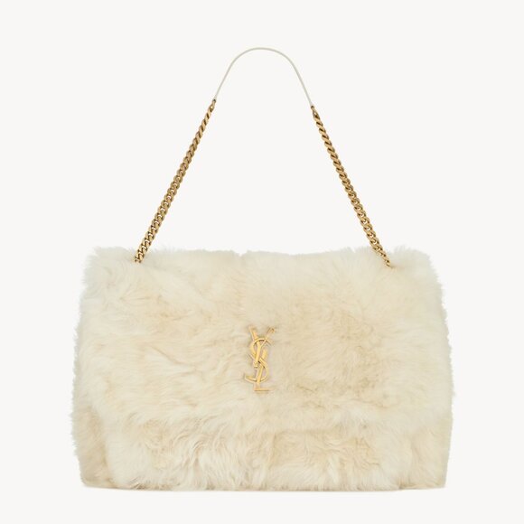 SAINT LAURENT POLAIRE SHEARLING LEATHER TRIMMED OVERSIZED NIKI CHAIN BAG NWT - Picture 4 of 9
